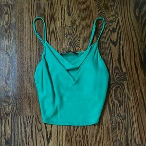 Zara Green Sleeveless Wrap Camisole